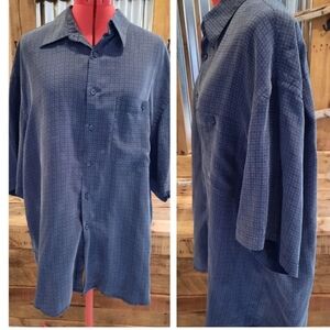 Henry Grethel silk shirt XL Charcoal Grey geometric